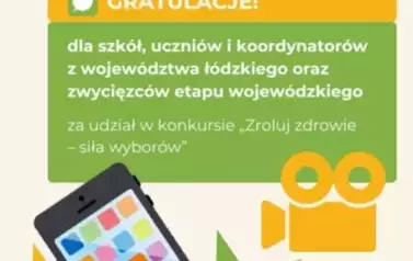 Plakat z gratulacjami dla uczni&oacute;w z wojew&oacute;dztwa ł&oacute;dzkiego