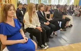 Uczniowie klasy 8c z wychowawczynią