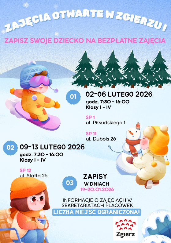 Zaproszenie na&nbsp;zajęcia otwarte - ferie zimowe