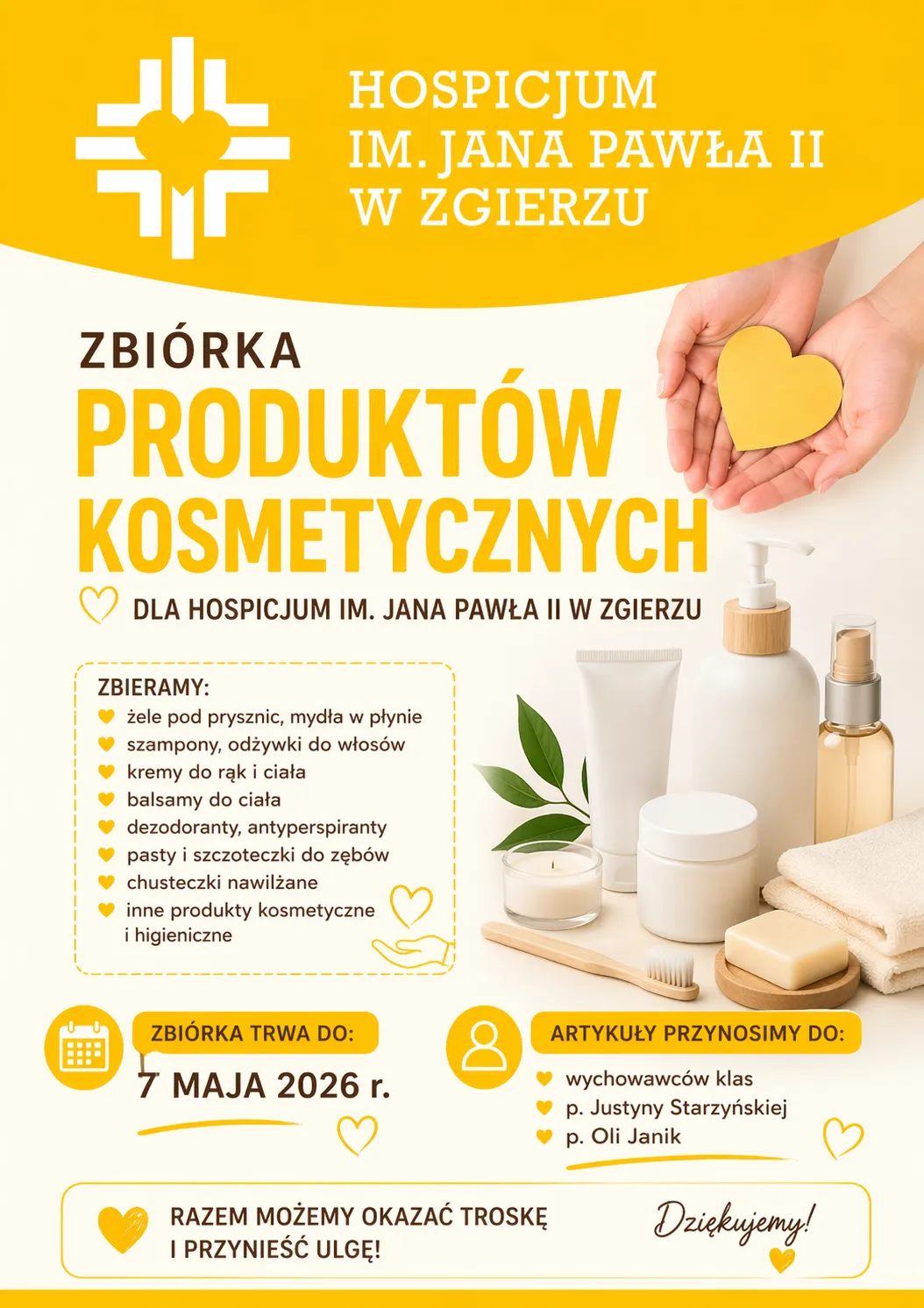 Plakat informujący o&nbsp;zbi&oacute;rce do hospicjum
