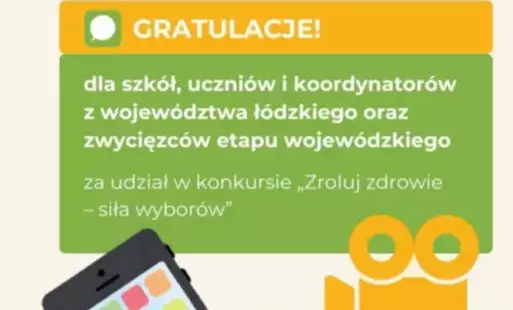 Plakat z gratulacjami dla uczniów z województwa łódzkiego